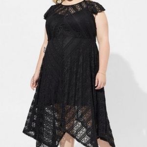 Torrid 0 black lace Victorian layered pixie sheer dress